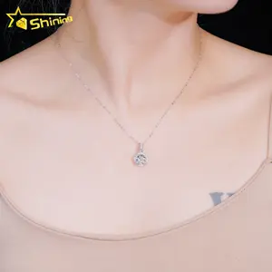 Mothers Day Gift Dainty Jewelry 925 Sterling Silver 1ct 2ct VVS Moissanite Diamond Pendant Necklace For Women Girl Lady