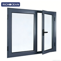 Ventanas Abatibles RICHOCEAN Modernas de Aluminio Negro, Eficiencia Energética, Doble Vidrio Templado, en Venta