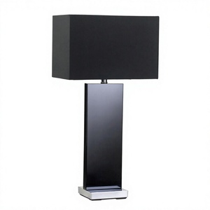 Lámpara de Mesa Metálica Cuadrada Negra para Habitación de Hotel, Sala de Estar, Dormitorio, Oficina, Decoración de Iluminación para el Hogar - Product Image 1