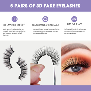 Faux cils cruelty-free, longs et naturels, effet vison, vente en gros, marque privée, lot de cinq paires - Product Image 4