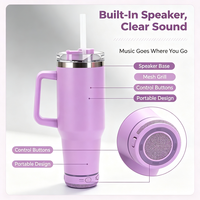 Gobelet intelligent portable en acier inoxydable de 40 oz à double paroi sous vide avec haut-parleur Bluetooth intégré, anti-fuite, pour festivals