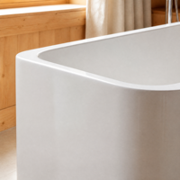 Baignoire autoportante rectangulaire en acrylique/roche artificielle, design profond pour trempage, portable pour hôtel, salle de bain moderne, écologique, facile à installer