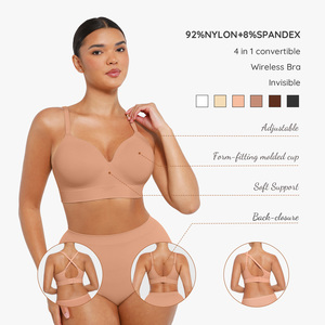 Hexin <strong>Plus</strong> <strong>Size</strong> Deep Cup Wireless Ladies Full Coverage Hide Back Fat Solid Wire Free Seamless Comfort Push up <strong>Bra</strong> for Women