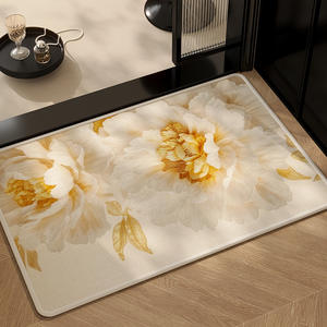 Alfombra de Baño Floral Rectangular de Lino Absorbente Antideslizante para Uso Doméstico - Product Image 2