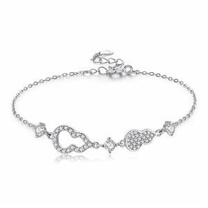 S925 Sterling Silver Inlaid Zircon Gourd <b>Bracelet</b> Dainty Lucky Charm Jewelry Gift For Women Girls Daily Casual <b>Stacking</b> Wear - Product Image 1