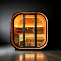 Sauna traditionnel en épicéa carbonisé pour extérieur, sauna en forme de cube incurvé, sauna sec pour jardin, expédition rapide depuis les États-Unis
