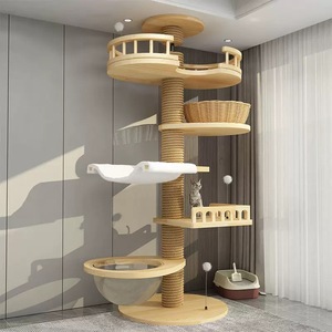 <strong>Cat</strong> Climbing Frame Solid Wood Multi-layer <strong>Cat</strong> Bed Tree Integrated <strong>Top</strong> Ceiling Large Frame - Product Image 5