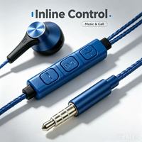 Écouteurs intra-auriculaires filaires Aesonic légers avec suppression du bruit ENC, étanchéité IPX-3, cordon de 2m, prise universelle 3,5mm pour la vente en gros