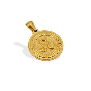 Pendentif rond en acier inoxydable plaqué or PVD 18 carats avec signe du zodiaque et <span class=keywords><strong>horoscope</strong></span> vente en gros pendentif 12 signes du zodiaque pour hommes et femmes - Product Image 4
