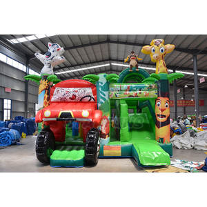 Château gonflable pour animaux de la jungle, toboggan gonflable, maison gonflable avec toboggan - Product Image 1