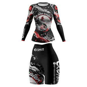 고품질 성인 여성용 MMA 래쉬가드 반바지 & 레깅스 BJJ 그래플링 세트 자외선 차단 UPF50 스판덱스/나일론 소재 - Product Image 5