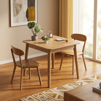 Table à manger moderne en bois massif, style nordique minimaliste, carrée, pour la maison, l'appartement, le café, le restaurant, vente en gros, OEM, ODM, ensemble