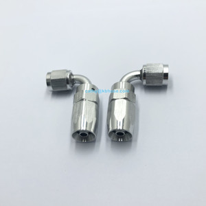 AN6 6AN อลูมิเนียมสีเงินปลายท่อหมุนได้90องศาสำหรับสายท่อน้ำมันเชื้อเพลิงถักไนล่อนสแตนเลส - Product Image 5