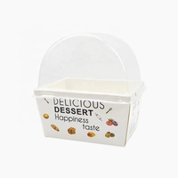 Récipient d'emballage réutilisable pour pain grillé en papier artisanal pour dessert et restauration Boîte à sandwich jetable avec couvercle transparent