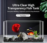 Nouvel aquarium rectangulaire en acrylique transparent pour poissons et tortues - Petit aquarium écologique pour la maison, le bureau, la chambre