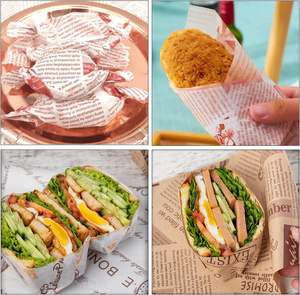 Papier d'emballage pour sandwichs, papier d'emballage pour hamburgers, papier d'emballage pour pain, papier alimentaire de qualité alimentaire, revêtement PE, conception et taille personnalisées, résistant à la graisse - Product Image 2