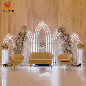 ชุดฉากหลังซุ้มแต่งงานแบบเรียบขาตั้งฉากหลังสี่เหลี่ยมผืนผ้ากรอบสีทอง - Product Image 4