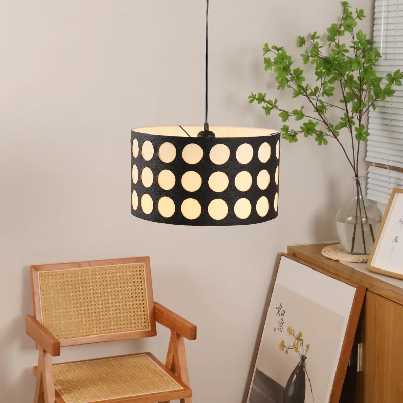 Leather And Fabric Material Led Pendant Light With Romantic Style Lamp For Indoor Decoration