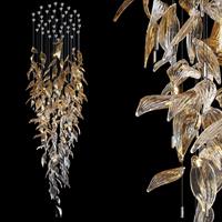 Lustre moderne transparent et de couleur ambre pour hall d'hôtel, lustre suspendu LED de luxe