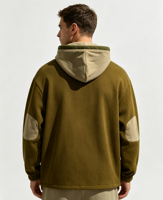 2027 Veste Anorak à Capuche pour Homme, Color Block, Col en V à Lacets, Coupe Boxy Courte à Épaules Tombantes, avec Poches Zippées