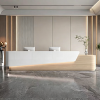 Comptoir de réception de bureau personnalisé, long et moderne, avec éclairage LED pour entreprise, hôtel, salon
