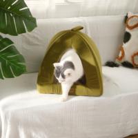 Lit-caverne pour animaux de compagnie en peluche de qualité supérieure, vente en gros, nid douillet et confortable pour chiens et chats, maison pour animaux de compagnie ronde et couverte