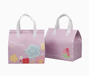 <b>Insulated</b> tote bags made of thickened non woven fabric with reinforced stitched handles colorful printing - Product Image 1