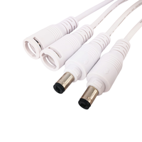 Cable de Alimentación CC Blanco de 24 AWG, 5.5x2.1mm, Conector Macho-Hembra con Bloqueo Seguro, Cable de Extensión
