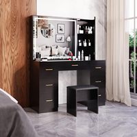 Commode avec 7 tiroirs et tabouret rembourré, commode avec tiroirs