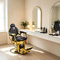 Chaise de barbier ergonomique pliable hydraulique personnalisée avec siège en cuir PU, design contemporain, mobilier de salon commercial portable