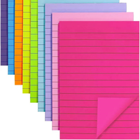 Vente en gros de notes autocollantes lignées lumineuses de 4x6 pouces pour bureau, fournitures scolaires à domicile