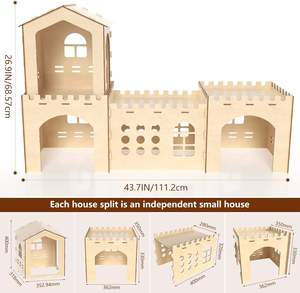 Casa de Madera para Hámster con Múltiples Habitaciones, Casa Grande para Conejos y Escondites, <span class=keywords><strong>Jaula</strong></span> de Madera para Conejos, Castillo con Escalera y Banda Elástica - Product Image 2