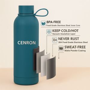 Insulated Water Bottle Stainless Steel Vacuum <b>Flask</b> BPA Free Eco Friendly With Rope Travel Use - Product Image 3