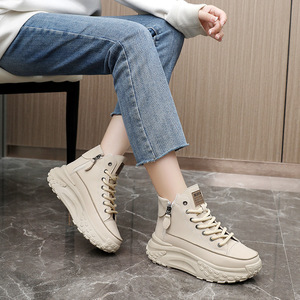 Zapatillas <span class=keywords><strong>Deportivas</strong></span> de Plataforma para <span class=keywords><strong>Mujer</strong></span>, con Cierre Lateral, Suela Gruesa, Aumentan la Estatura, Estilo Casual Urbano - Product Image 1