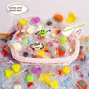 Wholesale Mini Fruits Squeeze Toy Cute Soft Stress Anxiety Relief Squishy Toy Pendant PVC <b>Pack</b> Sensory <b>Fidget</b> Bag Charm - Product Image 3