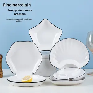 Plats de <span class=keywords><strong>petit</strong></span>-déjeuner modernes <span class=keywords><strong>en</strong></span> céramique de style japonais Assiettes de fruits et de boulettes au design de luxe pour usage domestique <span class=keywords><strong>Service</strong></span> hôtelier pour les fêtes - Product Image 6