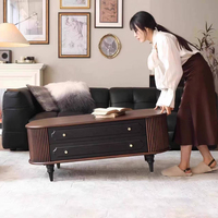 Table basse vintage minimaliste KMJ en noyer, table centrale antique en MDF pour le salon