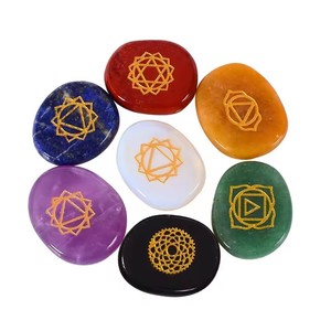 Reiki Crystals Healing <strong>Stones</strong> <strong>Engraved</strong> <strong>Chakra</strong> Stone Custom 7 Natural Crystal <strong>Chakra</strong> Tumble Stone Set With <strong>Engraved</strong> <strong>Chakra</strong> Symbol - Product Image 1
