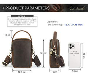 2025l rétro Crazy Horse <span class=keywords><strong>cuir</strong></span> décontracté hommes sac à bandoulière Niche à la mode en <span class=keywords><strong>cuir</strong></span> véritable téléphone portable sac à bandoulière - Product Image 5