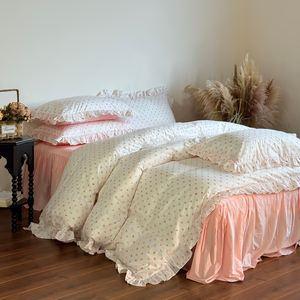 Nouvelle parure de <span class=keywords><strong>lit</strong></span> quatre pièces en dentelle style princesse, coton lavé 300 fils, drap, taie d'oreiller, housse de <span class=keywords><strong>couette</strong></span>, <span class=keywords><strong>petite</strong></span> taille fraîche - Product Image 5