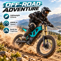 Moto électrique tout-terrain à pneus larges 48V 22.5AH à double suspension, 55 km/h, pour adultes, disponible depuis l'entrepôt d'outre-mer