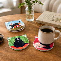 Sous-verres pour amoureux des chats, cadeau amusant en céramique imprimé UV, résistant à la chaleur, antidérapant, accessoires de décoration mignons pour la maison et la cuisine