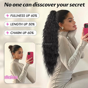 الأكثر مبيعًا أوروبا وأمريكا 30 بوصة طويلة رقيق لفة الذرة مخلب ذيل الحصان موجة المياه ذيل الحصان ذيل الحصان الشعر الاصطناعية للنساء - Product Image 5