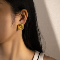 Boucles d'oreilles tendance en acier inoxydable avec boucle froissée pour femme, accessoires étanches, bijoux de mode pour femme, cadeaux