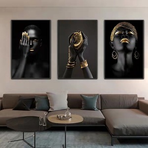 Design populaire africain noir beauté décoration murale peinture <span class=keywords><strong>moderne</strong></span> lumière luxe entrée porche cristal peinture - Product Image 3