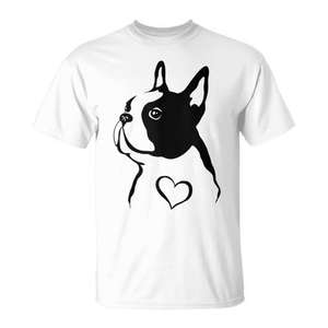 Camiseta sin mangas para perros Boston Terrier con diseño 'I Love My Dog with Heart' para amantes de las mascotas - Product Image 1