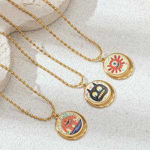 18 Ayar Altın Kaplama Paslanmaz Çelik Sevimli Canavar Kolye Gerdanlık Karikatür Figürlü Klavikula Zinciri Kadınlar İçin Günlük Kullanım Parti Hediyesi - Product Image 3