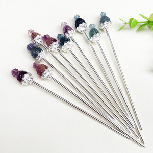 Nuevas llegadas artesanías de piedra semipreciosa, barra de pelo de cristal, horquilla de piedra de amatista cruda Natural para regalo - Product Image 3