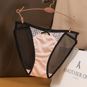 Mutandine Sexy da donna di alta qualità in pizzo oleoso a vita bassa a vita a vita tinta unita slip sensuali a contrasto di colore Bikini - Product Image 1