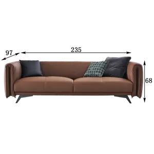 Sofá de luxo personalizado de fábrica, sofá de couro genuíno com conjunto de sofá de móveis para sala de estar e mobiliário